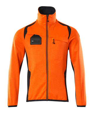 Fleecepusero vetoketjulla - 19403-316 - hi-vis oranssi/tumma laivastonsininen