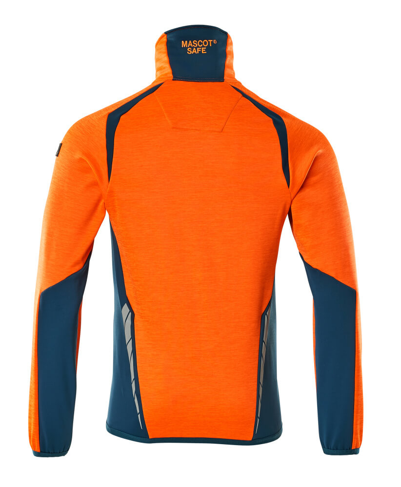 Fleecepusero vetoketjulla - 19403-316 - hi-vis oranssi/tumma petrooli