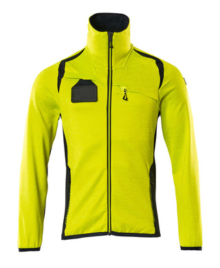 Fleecepusero vetoketjulla - 19403-316 - hi-vis keltainen/tumma laivastonsininen