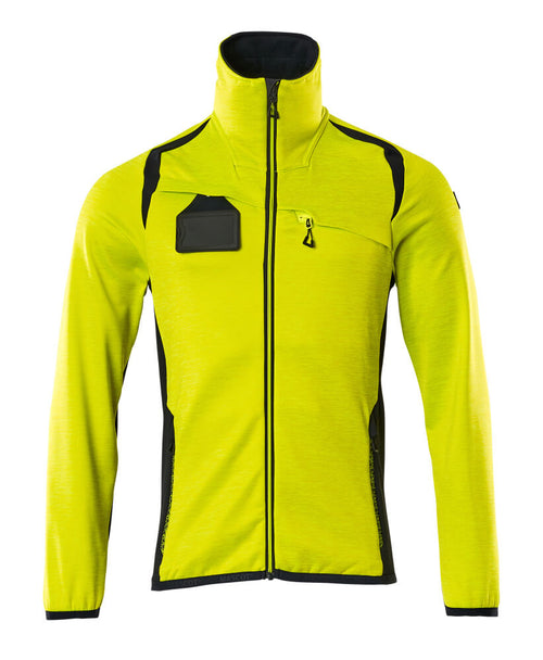 Fleecepusero vetoketjulla - 19403-316 - hi-vis keltainen/tumma laivastonsininen