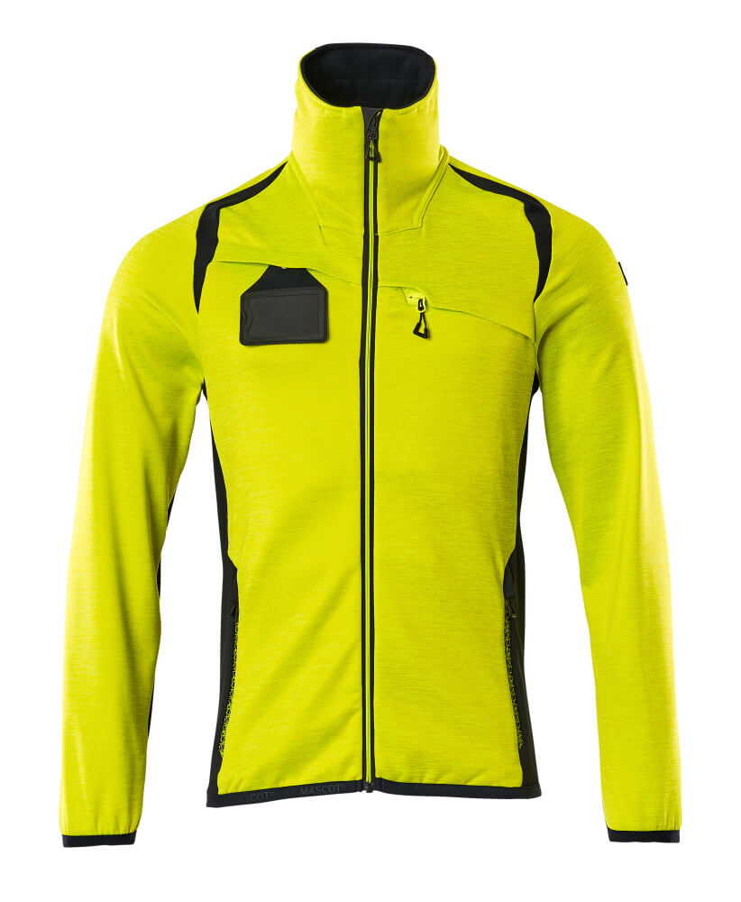 Fleecepusero vetoketjulla - 19403-316 - hi-vis keltainen/tumma laivastonsininen