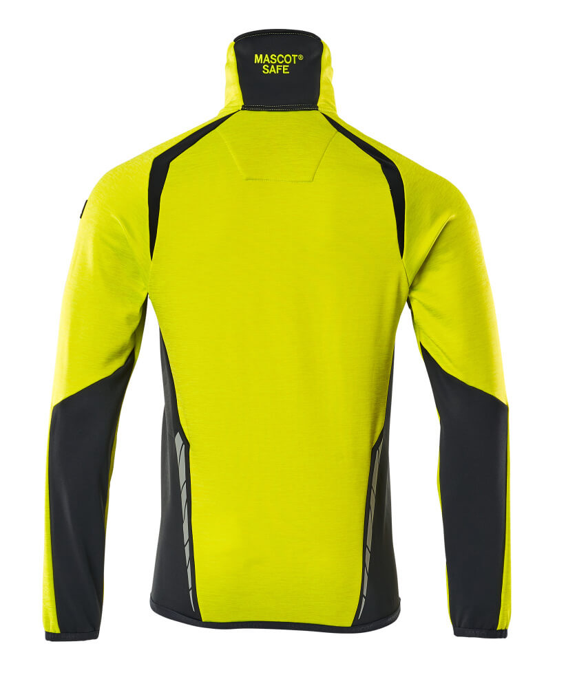 Fleecepusero vetoketjulla - 19403-316 - hi-vis keltainen/tumma laivastonsininen