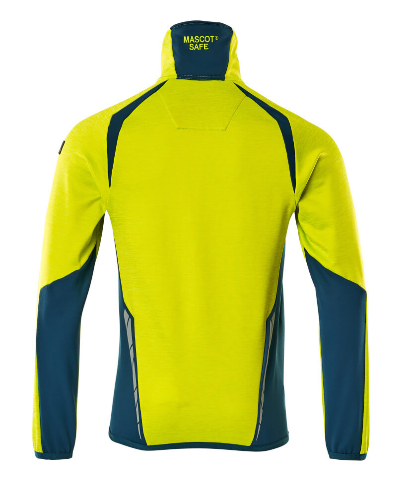 Fleecepusero vetoketjulla - 19403-316 - hi-vis keltainen/tumma petrooli