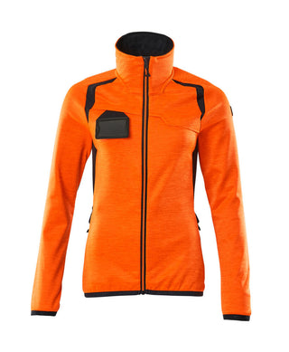 Fleecepusero vetoketjulla - 19453-316 - hi-vis oranssi/tumma laivastonsininen