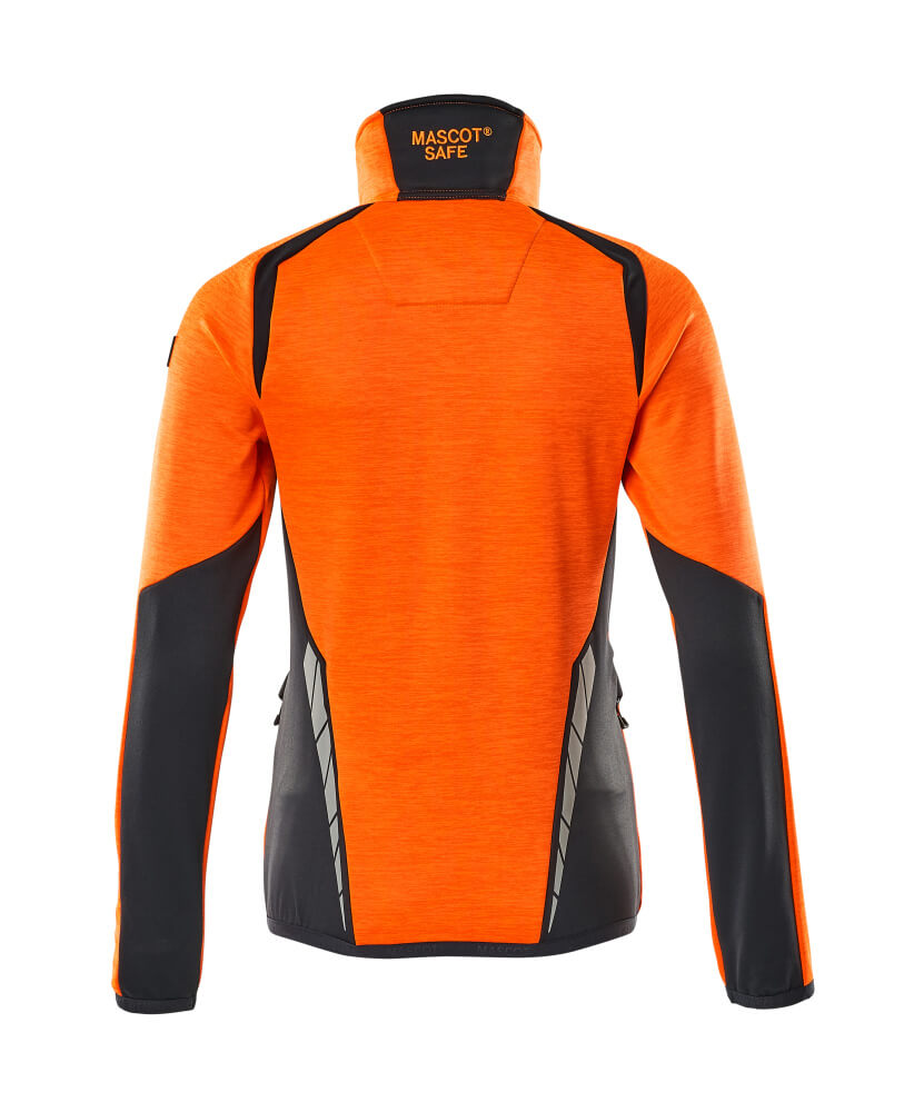 Fleecepusero vetoketjulla - 19453-316 - hi-vis oranssi/tumma laivastonsininen