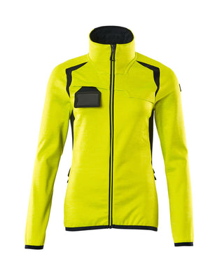 Fleecepusero vetoketjulla - 19453-316 - hi-vis keltainen/tumma laivastonsininen