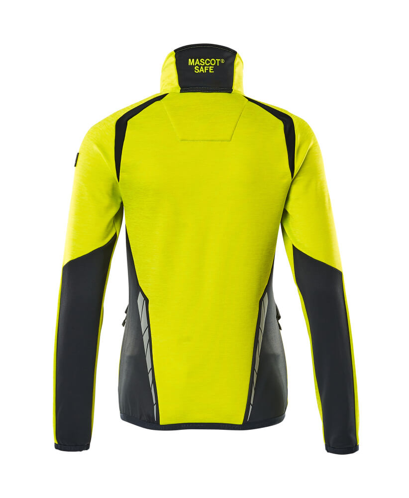 Fleecepusero vetoketjulla - 19453-316 - hi-vis keltainen/tumma laivastonsininen