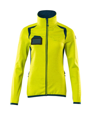 Fleecepusero vetoketjulla - 19453-316 - hi-vis keltainen/tumma petrooli