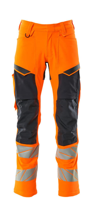 Housut polvitaskuilla - 19479-711 - hi-vis oranssi/tumma laivastonsininen