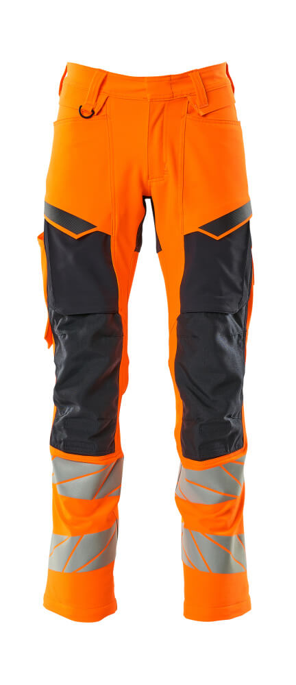 Housut polvitaskuilla - 19479-711 - hi-vis oranssi/tumma laivastonsininen