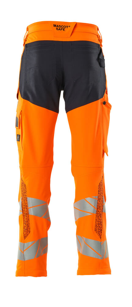 Housut polvitaskuilla - 19479-711 - hi-vis oranssi/tumma laivastonsininen
