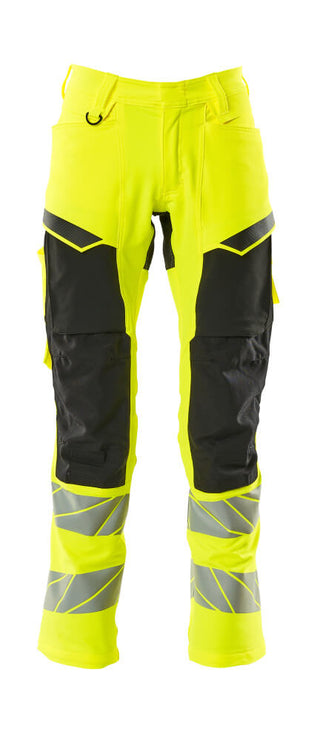Housut polvitaskuilla - 19479-711 - hi-vis keltainen/musta