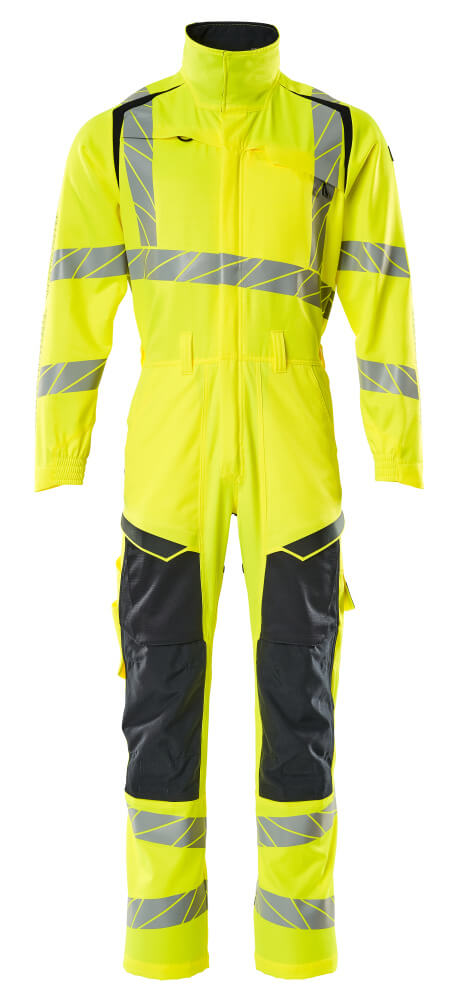 Umpihaalari polvitaskuilla - 19519-236 - hi-vis keltainen/tumma laivastonsininen