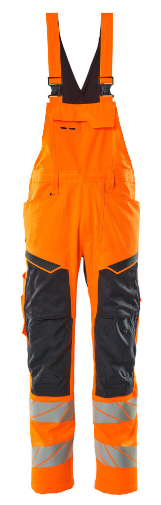 Avohaalari polvitaskuilla - 19569-236 - hi-vis oranssi/tumma laivastonsininen