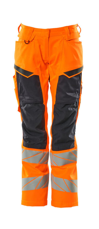 Housut polvitaskuilla - 19578-236 - hi-vis oranssi/tumma laivastonsininen