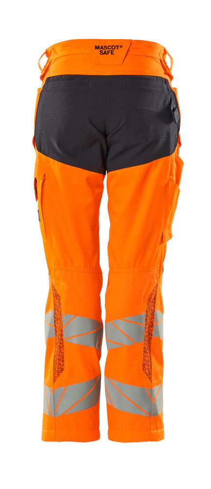 Housut polvitaskuilla - 19578-236 - hi-vis oranssi/tumma laivastonsininen