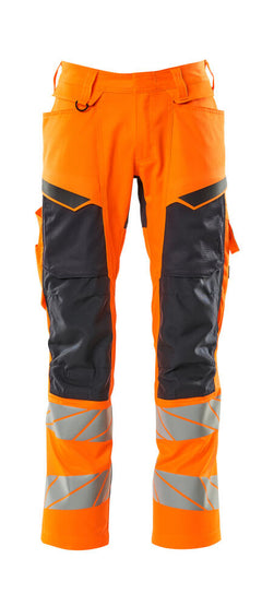Housut polvitaskuilla - 19579-236 - hi-vis oranssi/tumma laivastonsininen