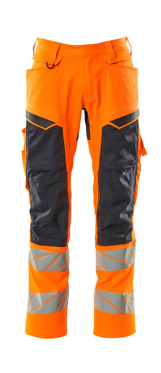 Housut polvitaskuilla - 19579-236 - hi-vis oranssi/tumma laivastonsininen