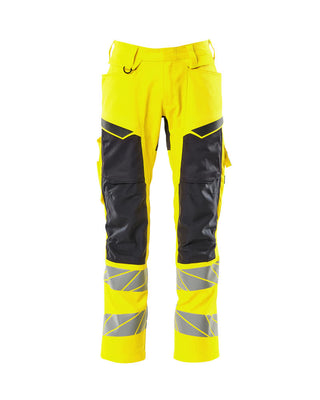 Housut polvitaskuilla - 19579-236 - hi-vis keltainen/musta