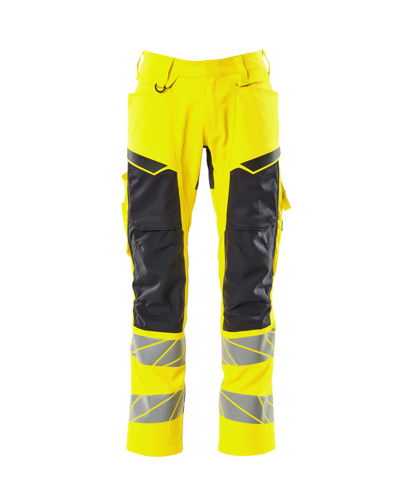 Housut polvitaskuilla - 19579-236 - hi-vis keltainen/musta