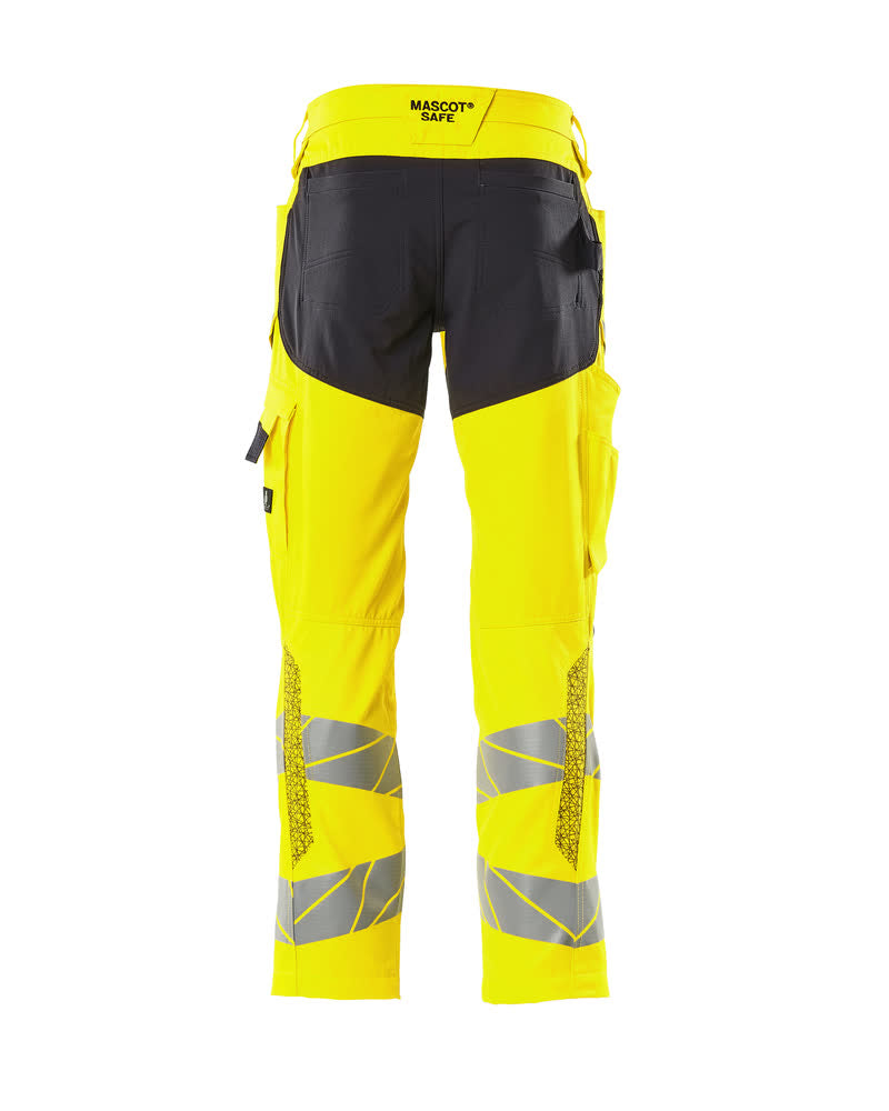 Housut polvitaskuilla - 19579-236 - hi-vis keltainen/musta