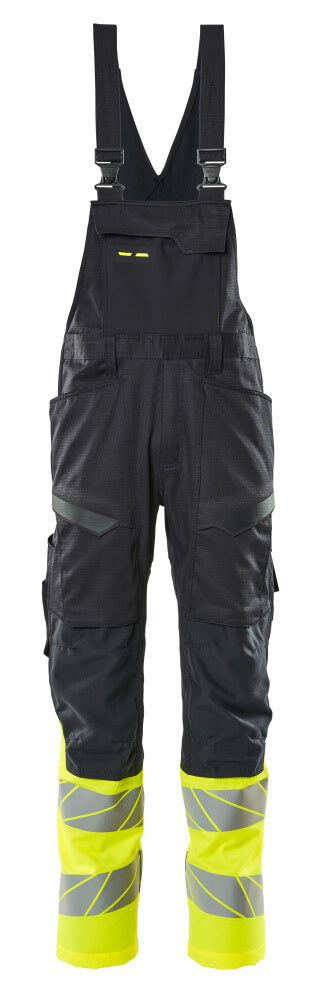 Avohaalari polvitaskuilla - 19669-236 - tumma laivastonsininen/hi-vis keltainen