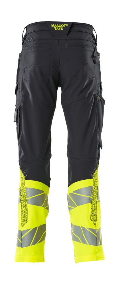 Housut polvitaskuilla - 19879-711 - tumma laivastonsininen/hi-vis keltainen