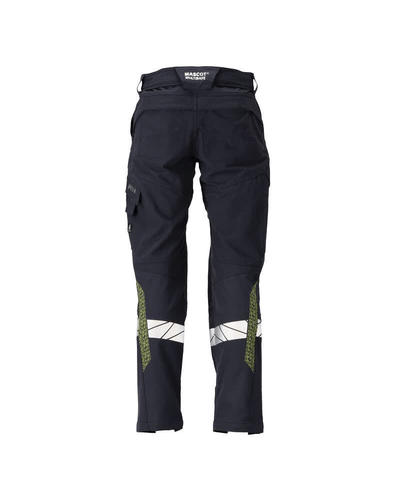 Housut polvitaskuilla - 21279-284 - tumma laivastonsininen/hi-vis keltainen