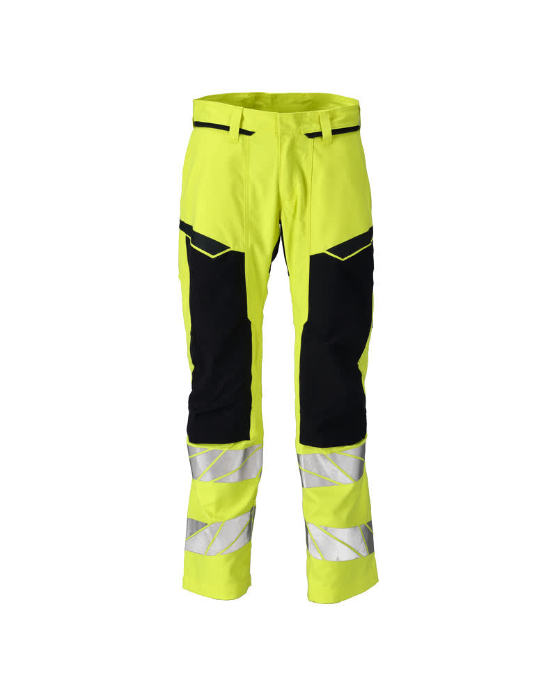 Housut polvitaskuilla - 21379-281 - hi-vis keltainen/tumma laivastonsininen