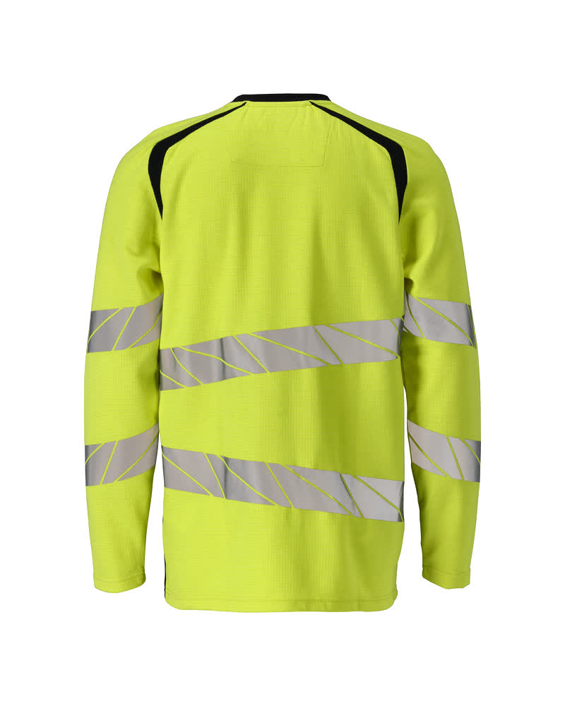 T-Paita, pitkähihainen - 21381-327 - hi-vis keltainen/tumma laivastonsininen