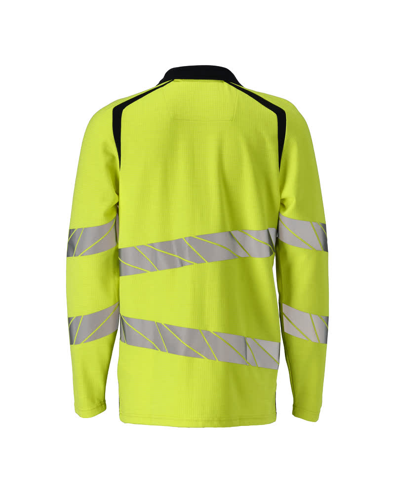 Pikeepaita, pitkähihainen - 21383-327 - hi-vis keltainen/tumma laivastonsininen