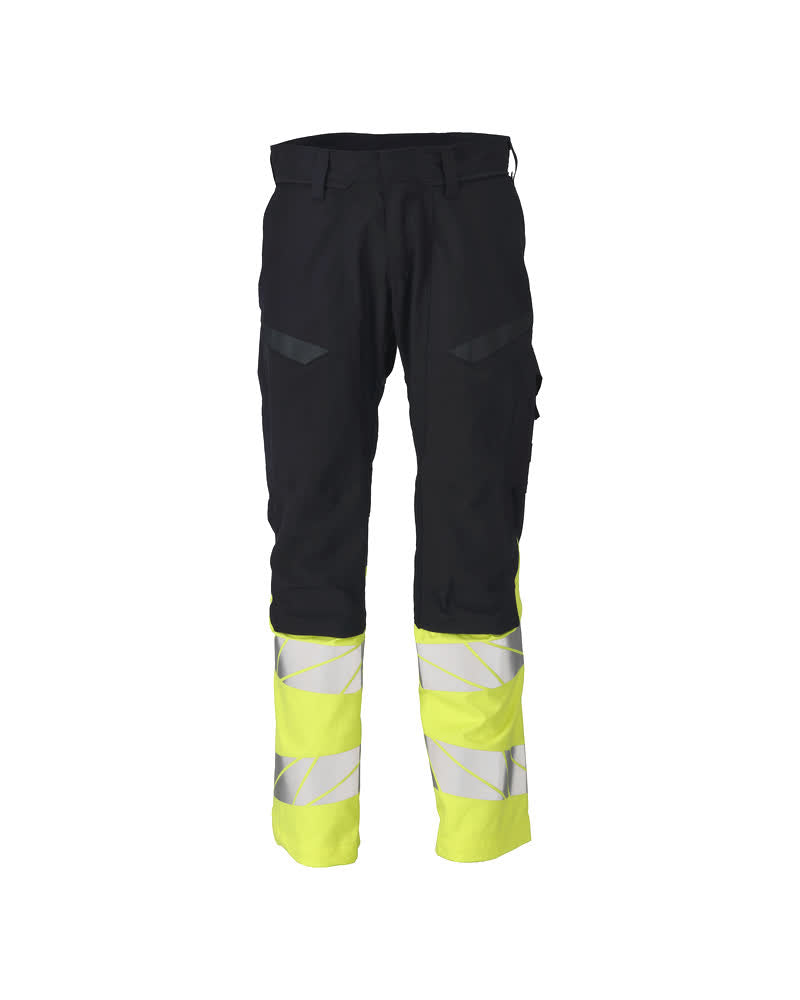 Housut polvitaskuilla - 21479-281 - tumma laivastonsininen/hi-vis keltainen