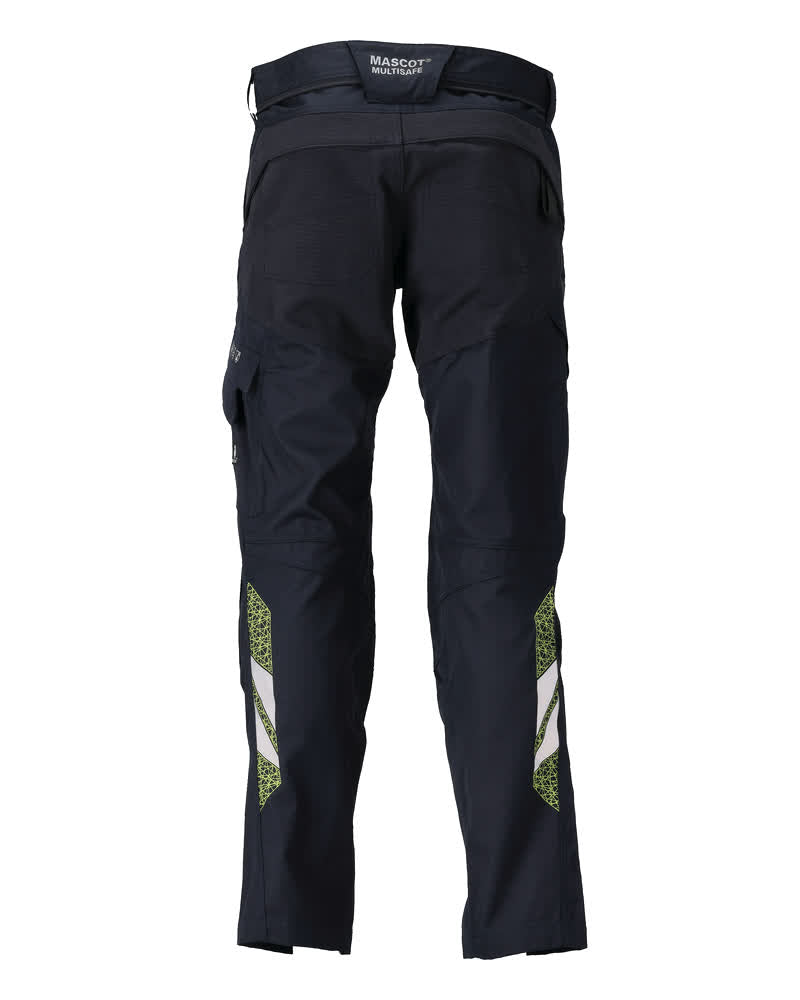 Housut polvitaskuilla - 21579-281 - tumma laivastonsininen/hi-vis keltainen