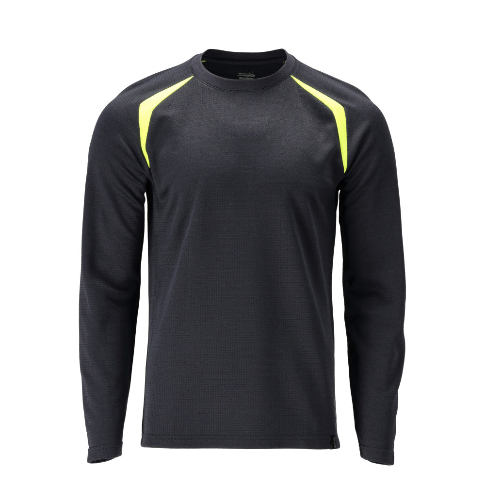 T-Paita, pitkähihainen - 21581-327 - tumma laivastonsininen/hi-vis keltainen