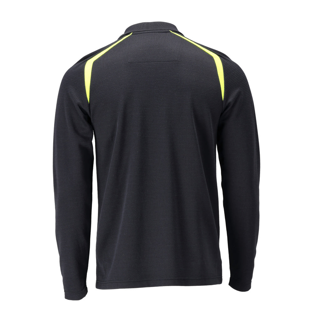 Pikeepaita, pitkähihainen - 21583-327 - tumma laivastonsininen/hi-vis keltainen