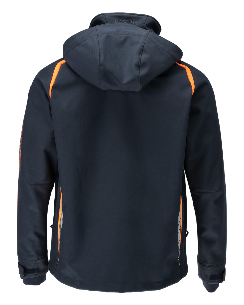 Softshell takki huppu - 23002-246 - tumma laivastonsininen/hi-vis oranssi