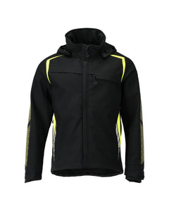 Softshell takki huppu - 23002-246 - musta/hi-vis keltainen