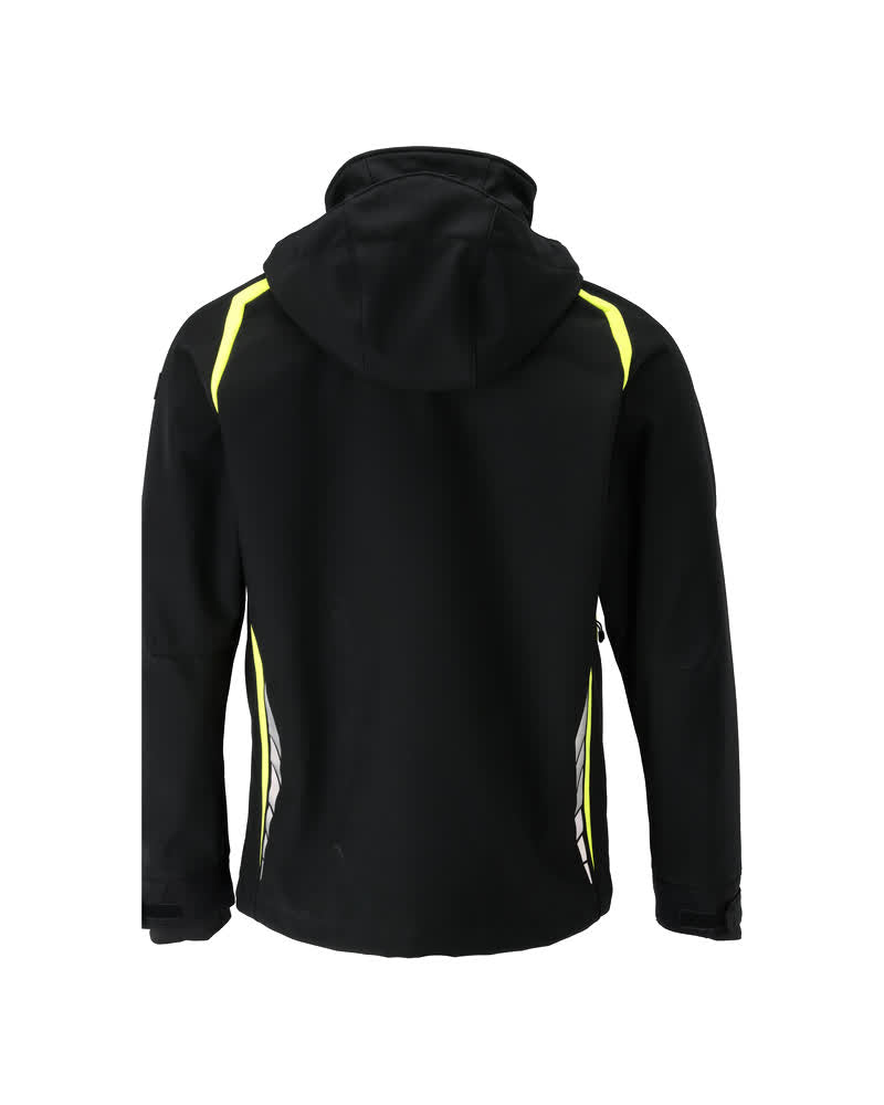 Softshell takki huppu - 23002-246 - musta/hi-vis keltainen
