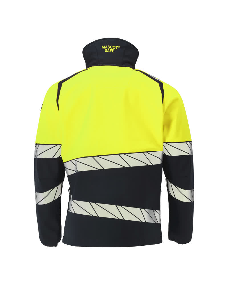 Softshell-takki - 25002-246 - tumma laivastonsininen/hi-vis keltainen