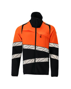 Fleecepusero vetoketjulla - 25003-315 - tumma laivastonsininen/hi-vis oranssi