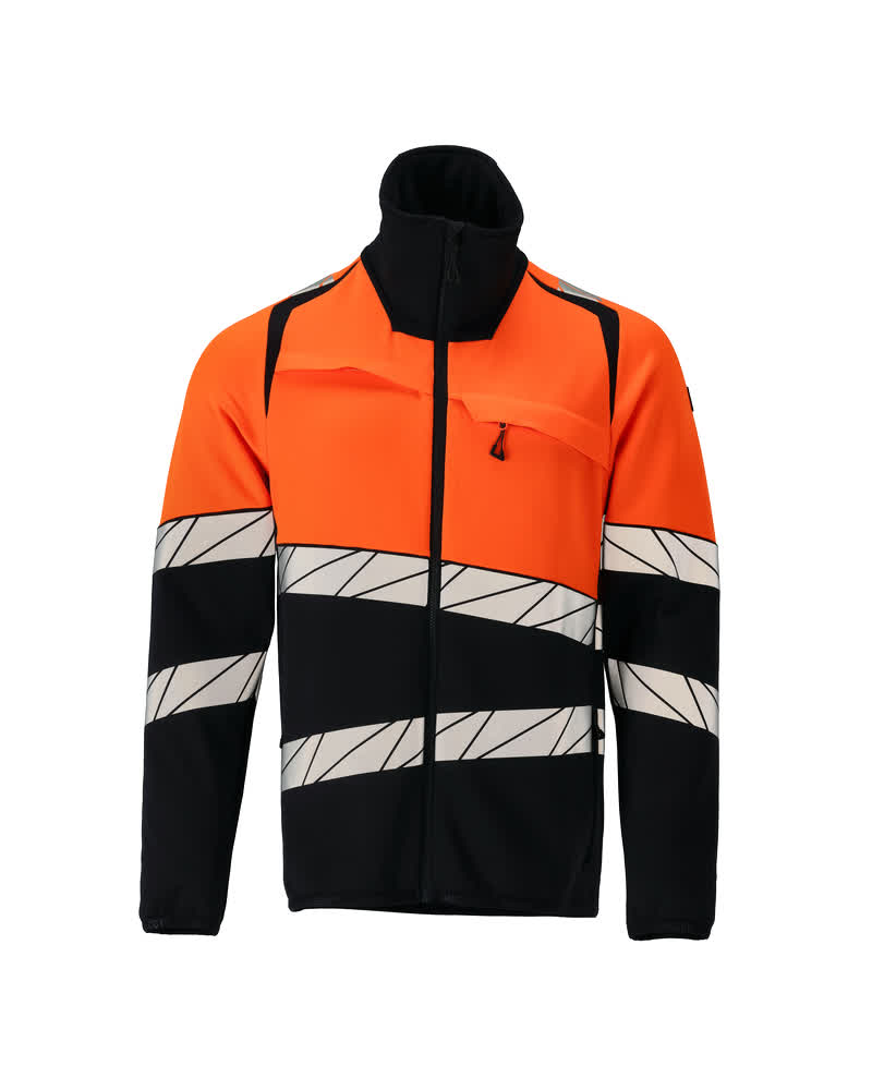 Fleecepusero vetoketjulla - 25003-315 - tumma laivastonsininen/hi-vis oranssi