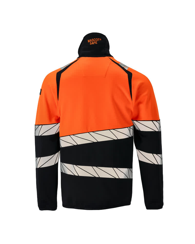 Fleecepusero vetoketjulla - 25003-315 - tumma laivastonsininen/hi-vis oranssi