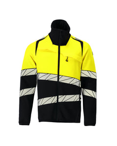 Fleecepusero vetoketjulla - 25003-315 - tumma laivastonsininen/hi-vis keltainen