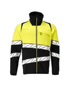 Fleecepusero vetoketjulla - 25003-315 - musta/hi-vis keltainen