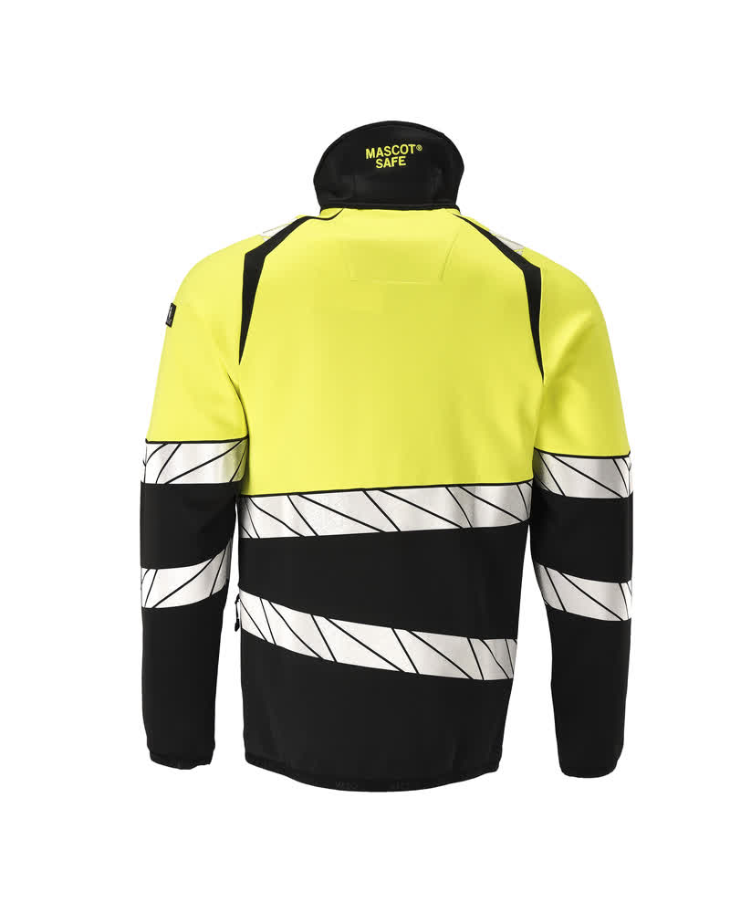 Fleecepusero vetoketjulla - 25003-315 - musta/hi-vis keltainen