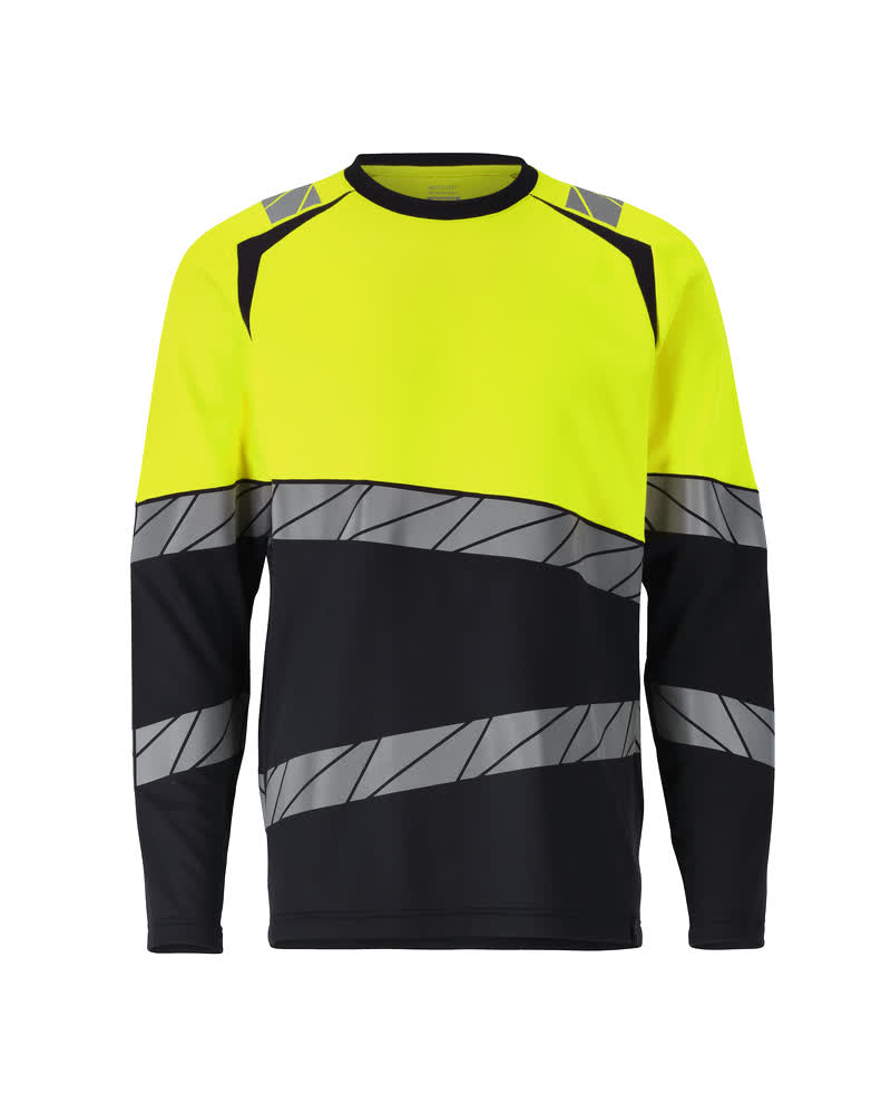 T-Paita, pitkähihainen - 25081-771 - tumma laivastonsininen/hi-vis keltainen