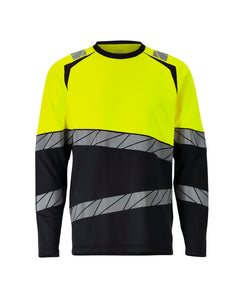 T-Paita, pitkähihainen - 25081-771 - musta/hi-vis keltainen