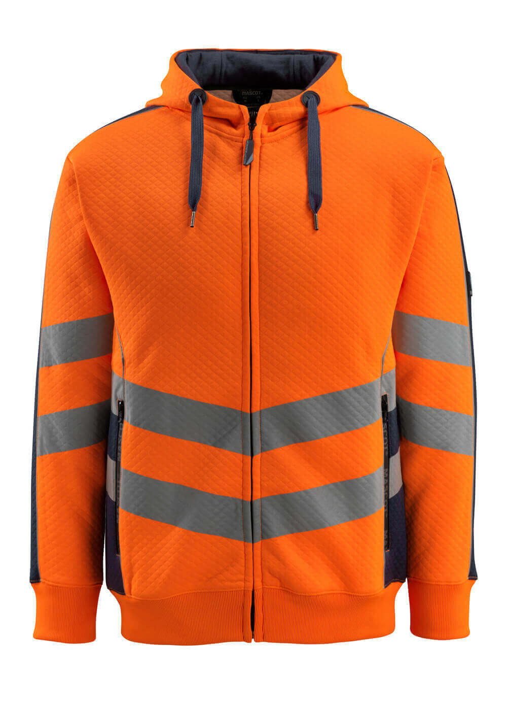 Huppari vetoketjulla - 50138-932 - hi-vis oranssi/tumma laivastonsininen