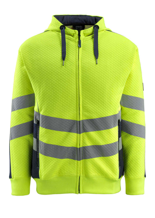 Huppari vetoketjulla - 50138-932 - hi-vis keltainen/tumma laivastonsininen