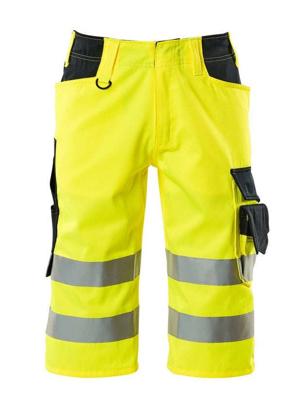 Shortsit, pitkät - 15549-860 - hi-vis keltainen/tumma laivastonsininen - Safewear